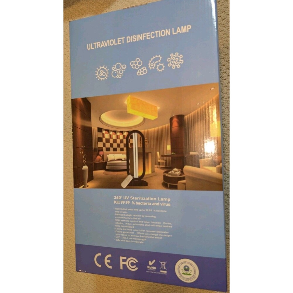 360° UV Sterilization Lamp Kill 99.99% bacteria and viruses UV-C light 253.7nm